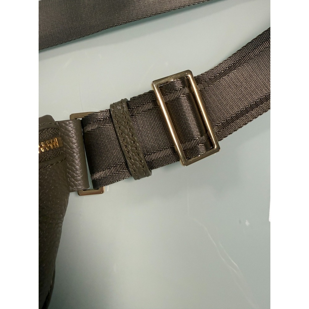 QUINCE Italian Pebbled Leather Crossbody Bag Olive Green 100% Cow Leather - Picture 7 of 10